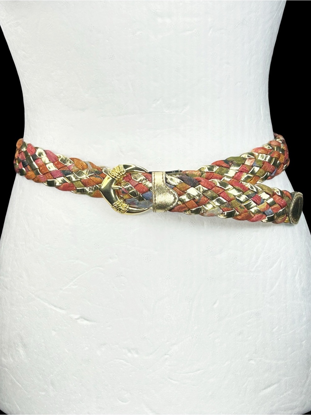 Luigi Lanatta Metallic Braided Leather Belt 29 Vintage Made In Italy - Picture 2 of 8